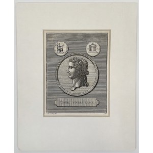 Miedzioryt Denara Tyberiusza (14-37 n.e.) Tribute Penny - Schleuen Sculp Berol (XIX w.)