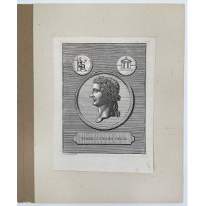 Miedzioryt Denara Tyberiusza (14-37 n.e.) Tribute Penny - Schleuen Sculp Berol (XIX w.)