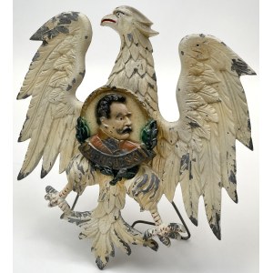 Polonia in den USA, Patriotischer Adler mit Bild von Jozef Pilsudski auf der Brust - Universal Pat. Neuheit.co. Anhänger