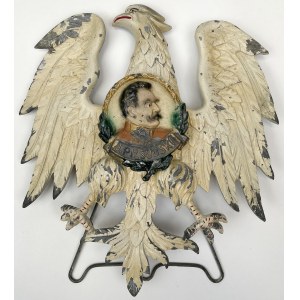 Polonia in den USA, Patriotischer Adler mit Bild von Jozef Pilsudski auf der Brust - Universal Pat. Neuheit.co. Anhänger