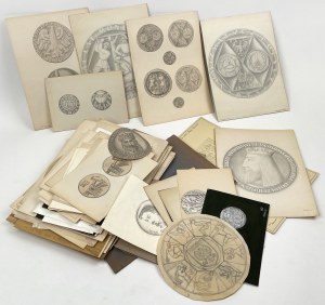 Wacław KOWALIK - ARCHIWUM PROJEKTANTA - szkice monet i medali - WYBITNY ZESTAW