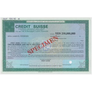 London, Credit Suisse, SPECIMEN 250 million Yen