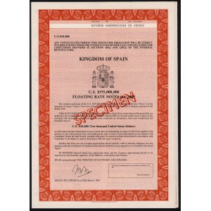 Spagna, Obbligazione SPECIMEN 10.000 dollari 1985