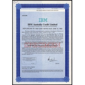 Australia, IBM Australia Credit Limited, SPECIMEN 10,000 Dollars Bonds 1989