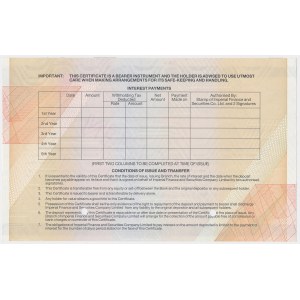 Nairobi, Imperial Finance and Securities Company, SPECIMEN 1 million Kenya Shillings