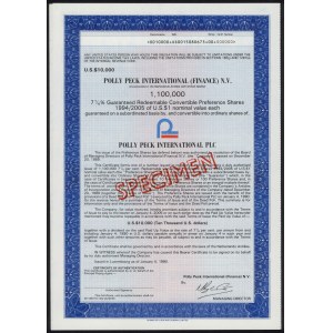 Luxemburg, Polly Peck International, SPECIMEN-Anleihe 10.000 Dollar 1990