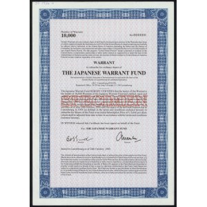 Luksemburg, The Japanese Warrant Fund, SPECIMEN Obligacji 10.000