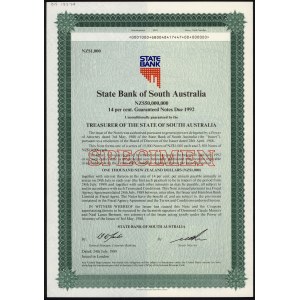 Australien, State Bank of South Australia, SPECIMEN-Anleihe 1.000 Dollar 1988