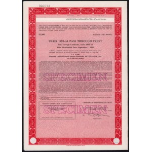USAIR 1993-A1 Pass Throught Trust, SPECIMEN Obligacji 1.000 Dollars