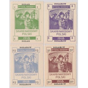 Skarb Narodowy Polski - 1, 5, 25 i 50 dolarów 1918
