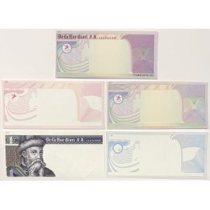 De La Rue Giori - Set of unfinished Test Notes (5pcs)