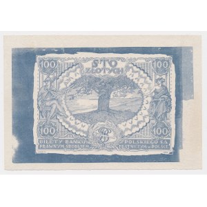 100 zł (1932/34) - niebieska próba kolorystyczna rewersu