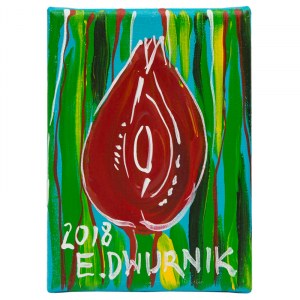 Edward Dwurnik, Czerwony Tulipan, 2018, 18 x 13 cm