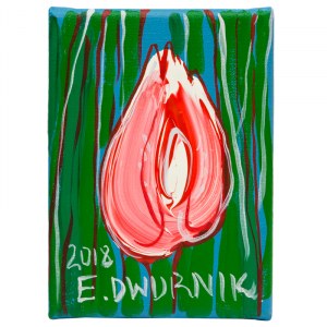 Edward Dwurnik, Różowy tulipan, 2018, 18 x 13 cm