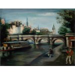 Jakub Zucker (1900 Radom - 1981 Nowy Jork), Pejzaż paryski z widokiem na Pont Neuf, lata 20.-30. XX w.