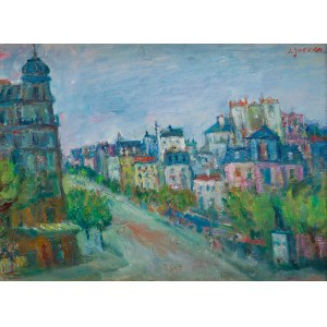 Jakub Zucker (1900 Radom - 1981 New York), Carrefour Vavin in Paris (Blick auf eine Stadtstraße)