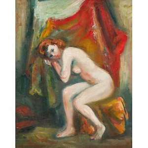 Jakub Zucker (1900 Radom - 1981 New York), Nude against a background of drapery