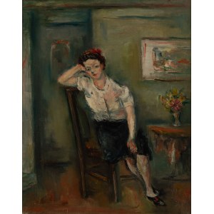 Jakub Zucker (1900 Radom - 1981 New York), Porträt einer Frau auf einem Stuhl.