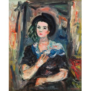 Jakub Zucker (1900 Radom - 1981 New York), Porträt einer Dame in Schwarz, um 1970