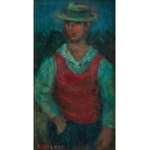 Jakub Zucker (1900 Radom - 1981 New York), Man in red vest and hat (Self-portrait?).