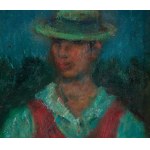Jakub Zucker (1900 Radom - 1981 New York), Muž v červenej veste a klobúku (autoportrét?)