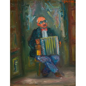 Jakub Zucker (1900 Radom - 1981 New York), Portrait of a man with an accordion.