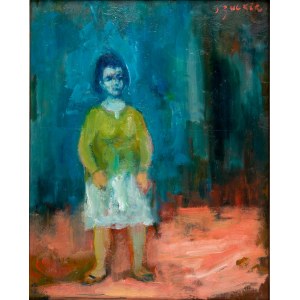 Jakub Zucker (1900 Radom - 1981 New York), Porträt eines stehenden Mädchens in Blau