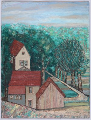 Aleksander Koza (1916-1988), Podgórze. Widok z domkami, lata 70./80. XX w.
