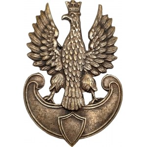 Polská orlice na čepici vyrobené v Paříži v roce 1918 [ Modrá armáda generála Hallera].