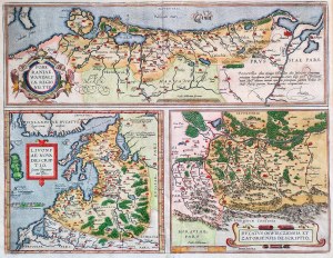 Mapa Polski z 1595 roku - Pomorze (Gdańsk, Szczecin), Księstwo Oświęcimsko - Zatorskie, Inflanty - Abraham Ortelius, [miedzioryt ręcznie kolorowany]