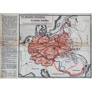 Mapa Třetí říše včetně migračních pohybů německého obyvatelstva v průběhu staletí - Mnichov 1941, [Poklad z Walbrzychu].