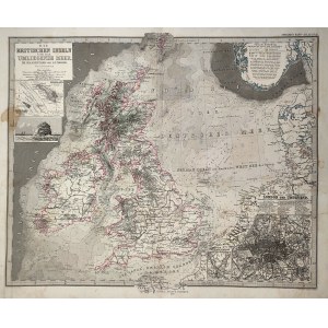 Mapa - Wysp Brytyjskich - XIX wiek [ miedzioryt ręcznie kolorowany], Anglia