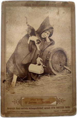 Pair of art photographs - Munich - Boy with a mug of beer [ satire 19th century ].