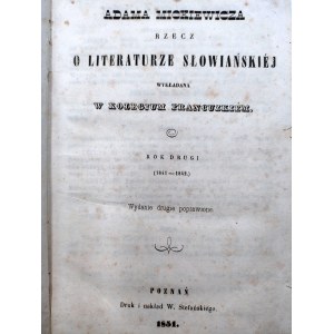 Adam Mickiewicz - Rzecz o literaturze słowiańskiej - Poznań 1851