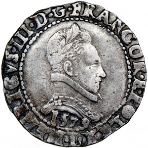 France, Henry III (Henry the Valois), franc, 1579 au col plat, men. Bayonne