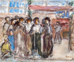 Aleksander Kobzdej (1920 Olesko na Ukrainie – 1972 Warszawa)	Scena z robotnikami	