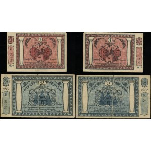 Galicie, sada: poukázka na 1 korunu a poukázka na 2 koruny, 1919