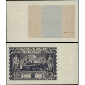 Polska, niedokończony druk banknotu o nominale 20 złotych, 11.11.1936