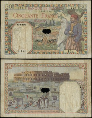 Algeria, 50 francs, 12.08.1940