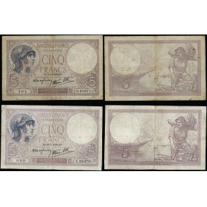 Francja, zestaw: 2 x 5 franków, 27.07.1939 / 2.11.1939