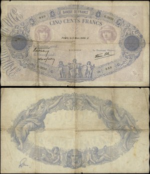 France, 500 francs, 9.03.1939