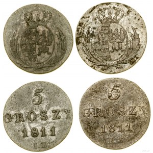 Polska, zestaw 2 x 5 groszy, 1811 IB, Warszawa