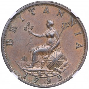 Great Britain (Soho) 1/2 Penny 1799 - George III (1760-1820) - NGC AU 55 BN