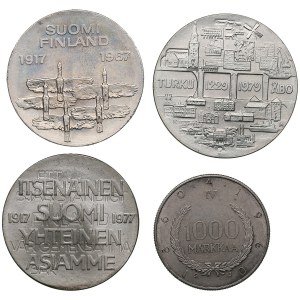 Group of Finland commemorative silver coins (4)