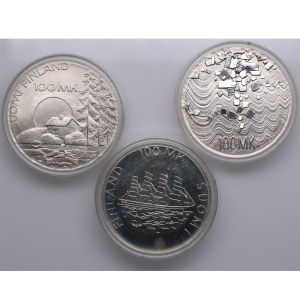 Group of Finland commemorative silver coins (3)