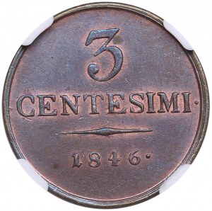 Italy (Lombardy-Venetia) 3 Centesimi 1846 V - NGC UNC DETAILS