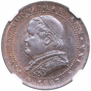 Italy (Papal States) 1 Soldo (5 Centesimi) 1867 R - Pius IX (1846-1878) - NGC MS 64 BN