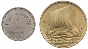 Estonia 1 Mark 1922 & 1 Kroon 1934
