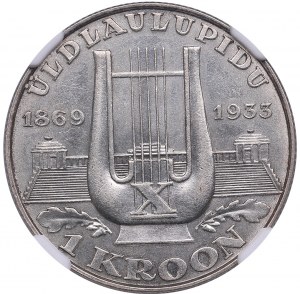Estonia 1 Kroon 1933 - 10th National Song Festival - NGC MS 64