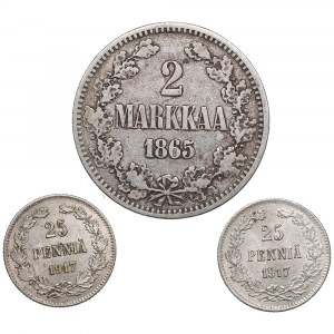 Group of Finland (Russia) silver coins (3)